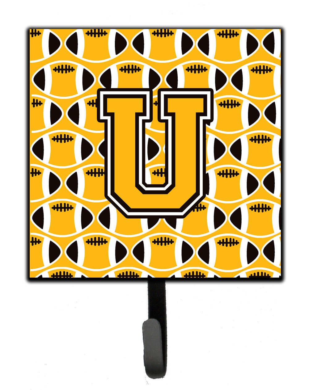 Letter U Football Black, Old Gold and White Leash or Key Holder CJ1080-USH4 by Caroline's Treasures