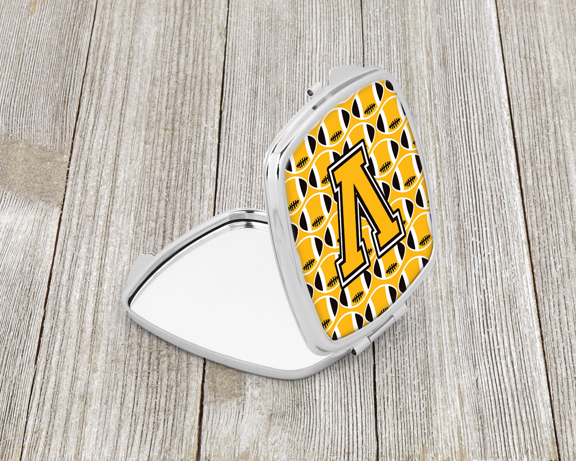 Letter V Football Black, Old Gold and White Compact Mirror CJ1080-VSCM  the-store.com.