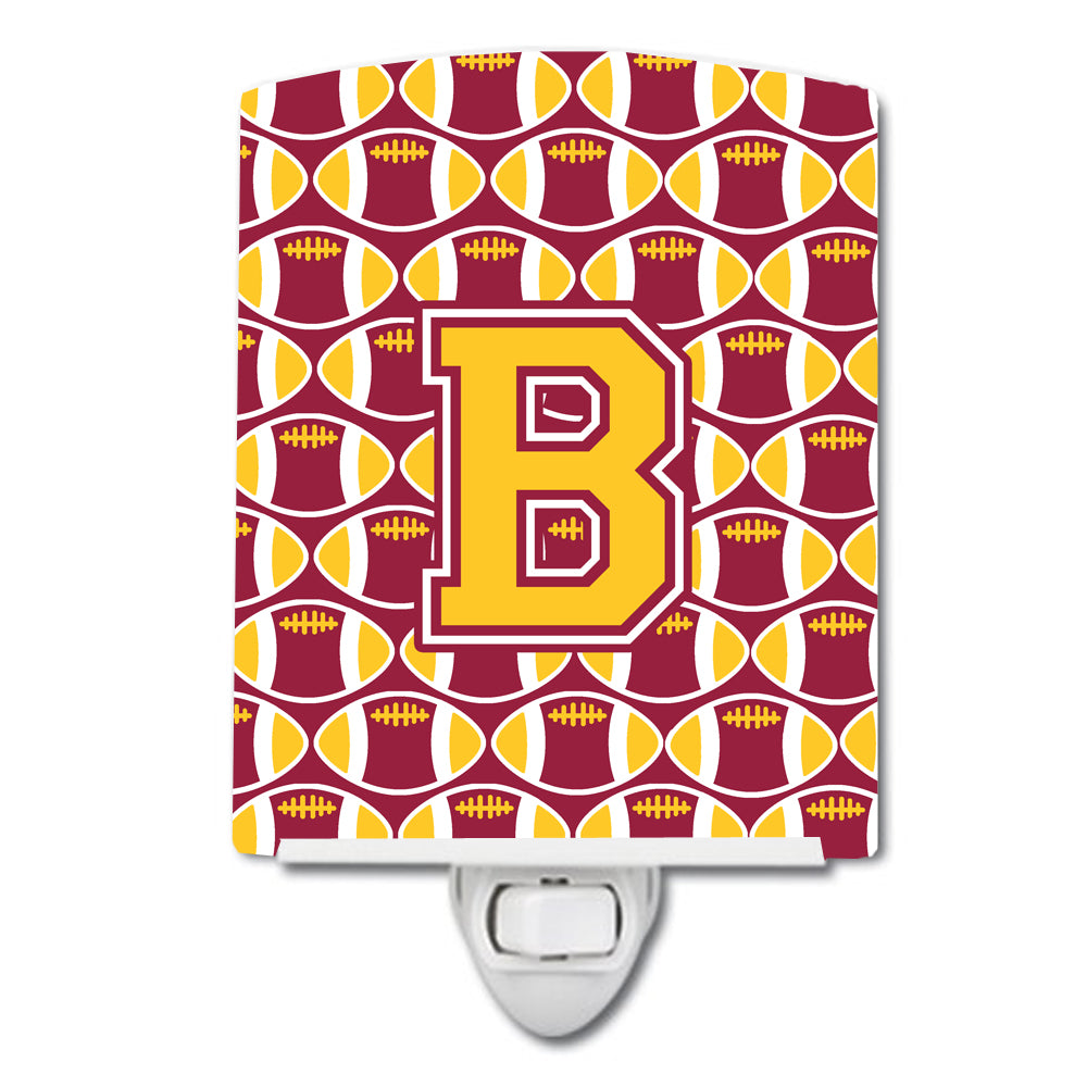 Letter B Football Maroon and Gold Ceramic Night Light CJ1081-BCNL - the-store.com