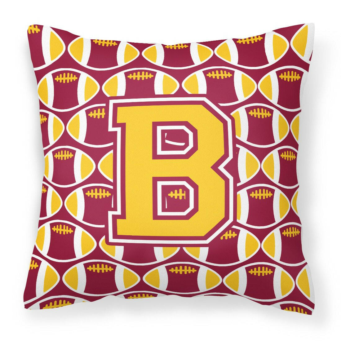 Letter B Football Maroon and Gold Fabric Decorative Pillow CJ1081-BPW1414 by Caroline's Treasures