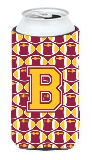 Letter B Football Maroon and Gold Tall Boy Beverage Insulator Hugger CJ1081-BTBC by Caroline's Treasures