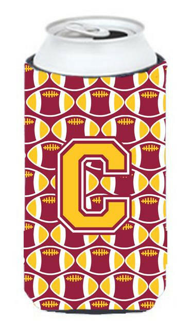 Letter C Football Maroon and Gold Tall Boy Beverage Insulator Hugger CJ1081-CTBC by Caroline's Treasures