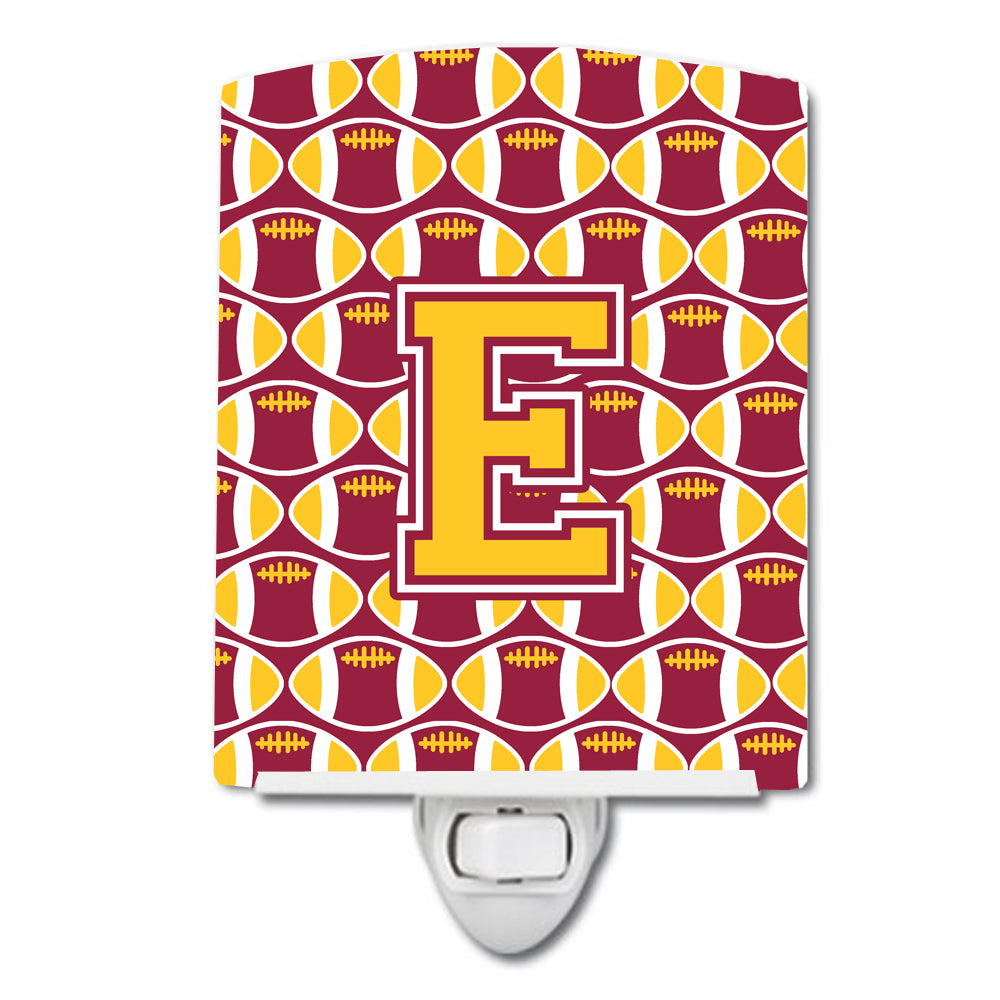 Letter E Football Maroon and Gold Ceramic Night Light CJ1081-ECNL - the-store.com