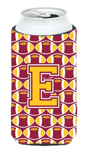 Letter E Football Maroon and Gold Tall Boy Beverage Insulator Hugger CJ1081-ETBC by Caroline's Treasures