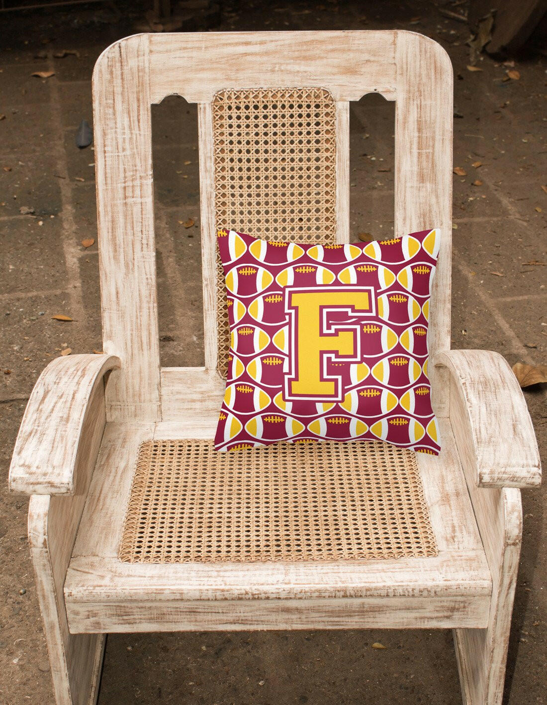 Letter F Football Maroon and Gold Fabric Decorative Pillow CJ1081-FPW1414 by Caroline's Treasures