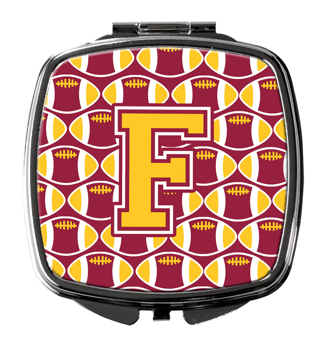 Letter F Football Maroon and Gold Compact Mirror CJ1081-FSCM  the-store.com.