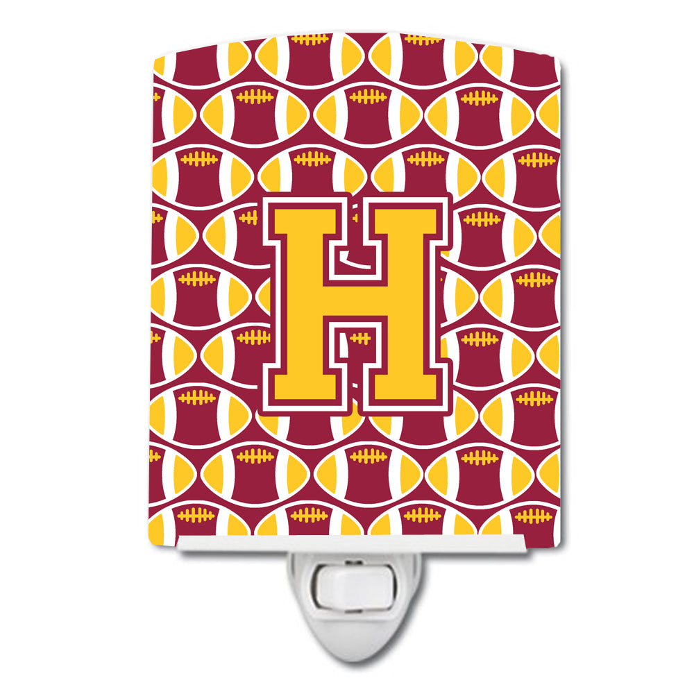 Letter H Football Maroon and Gold Ceramic Night Light CJ1081-HCNL - the-store.com