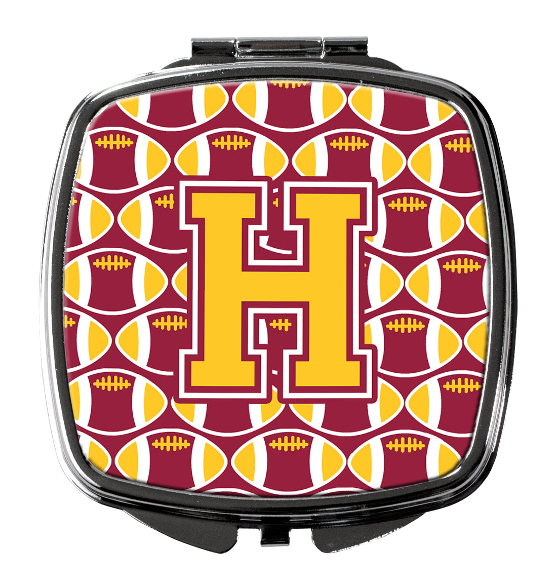 Letter H Football Maroon and Gold Compact Mirror CJ1081-HSCM  the-store.com.