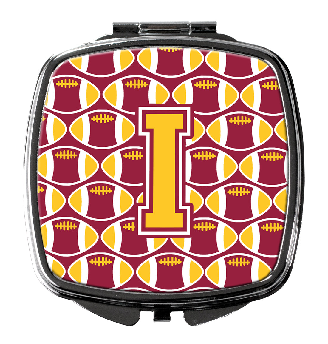 Letter I Football Maroon and Gold Compact Mirror CJ1081-ISCM  the-store.com.