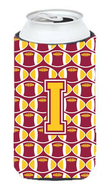 Letter I Football Maroon and Gold Tall Boy Beverage Insulator Hugger CJ1081-ITBC by Caroline's Treasures