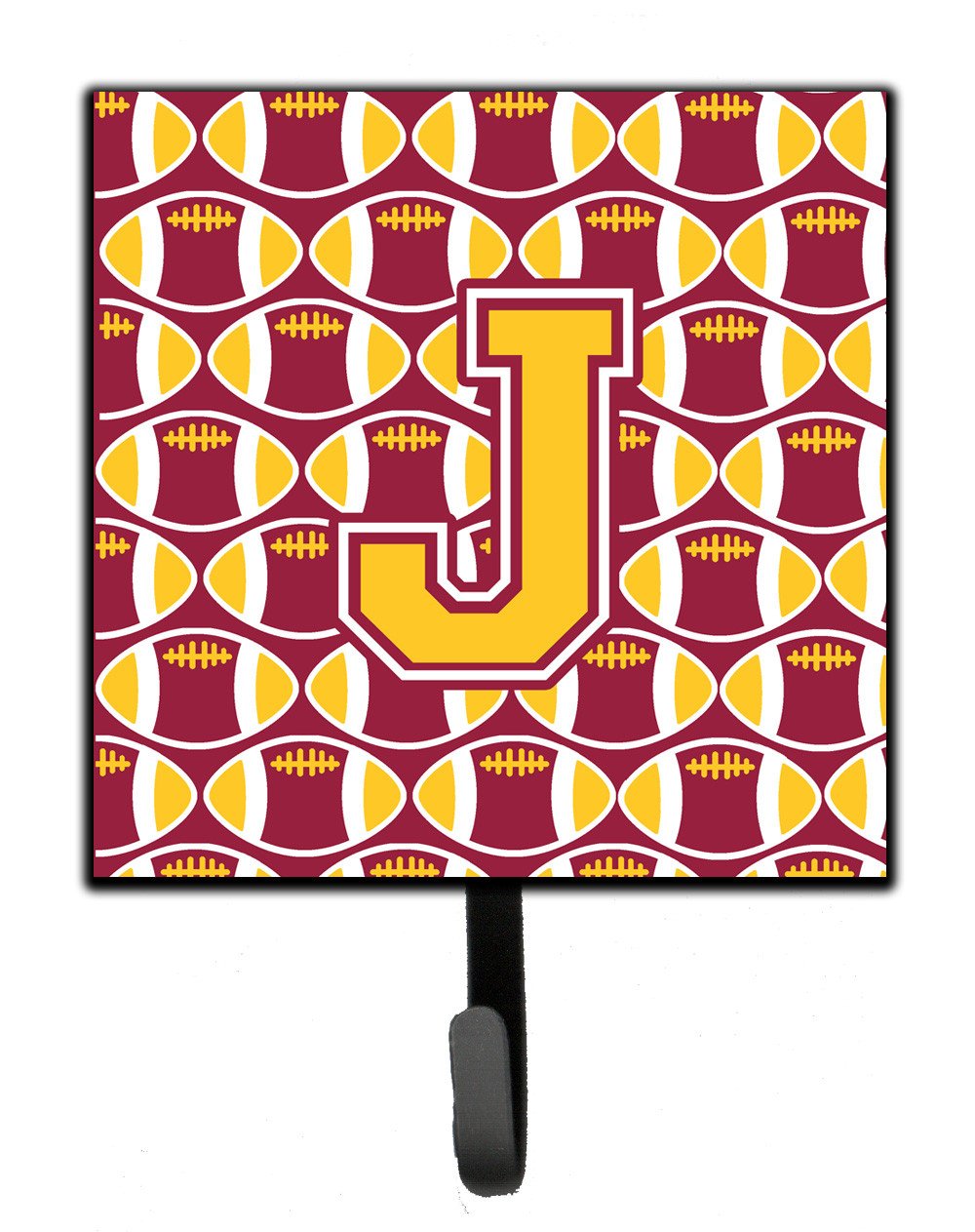 Letter J Football Maroon and Gold Leash or Key Holder CJ1081-JSH4 by Caroline&#39;s Treasures