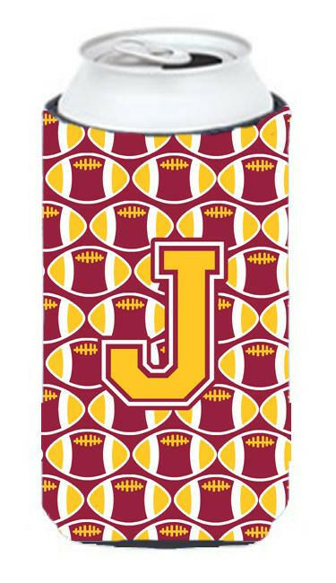 Letter J Football Maroon and Gold Tall Boy Beverage Insulator Hugger CJ1081-JTBC by Caroline's Treasures