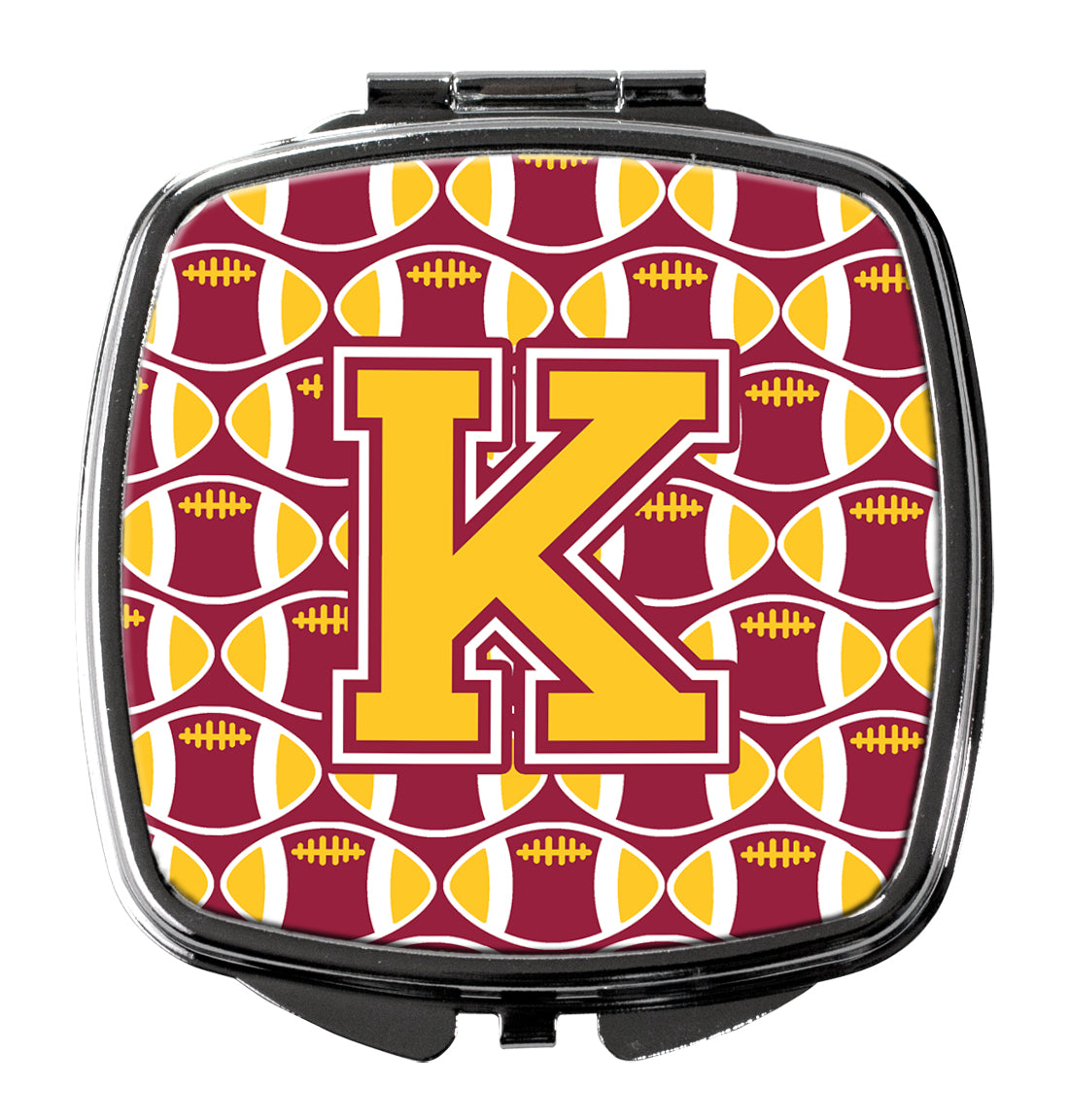 Letter K Football Maroon and Gold Compact Mirror CJ1081-KSCM  the-store.com.