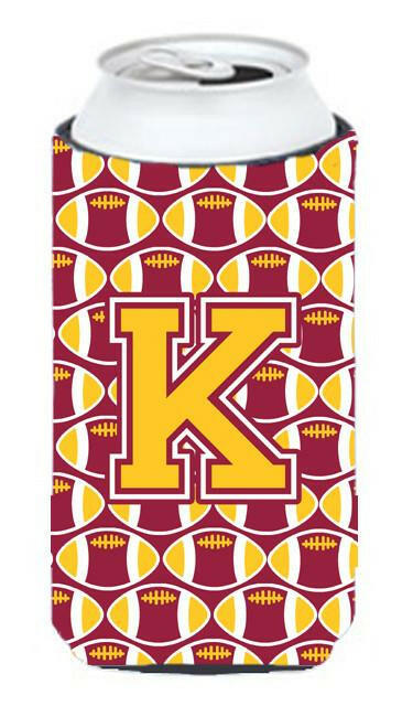 Letter K Football Maroon and Gold Tall Boy Beverage Insulator Hugger CJ1081-KTBC by Caroline's Treasures