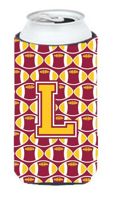 Letter L Football Maroon and Gold Tall Boy Beverage Insulator Hugger CJ1081-LTBC by Caroline&#39;s Treasures