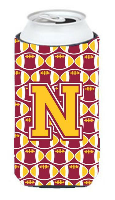 Letter N Football Maroon and Gold Tall Boy Beverage Insulator Hugger CJ1081-NTBC by Caroline's Treasures