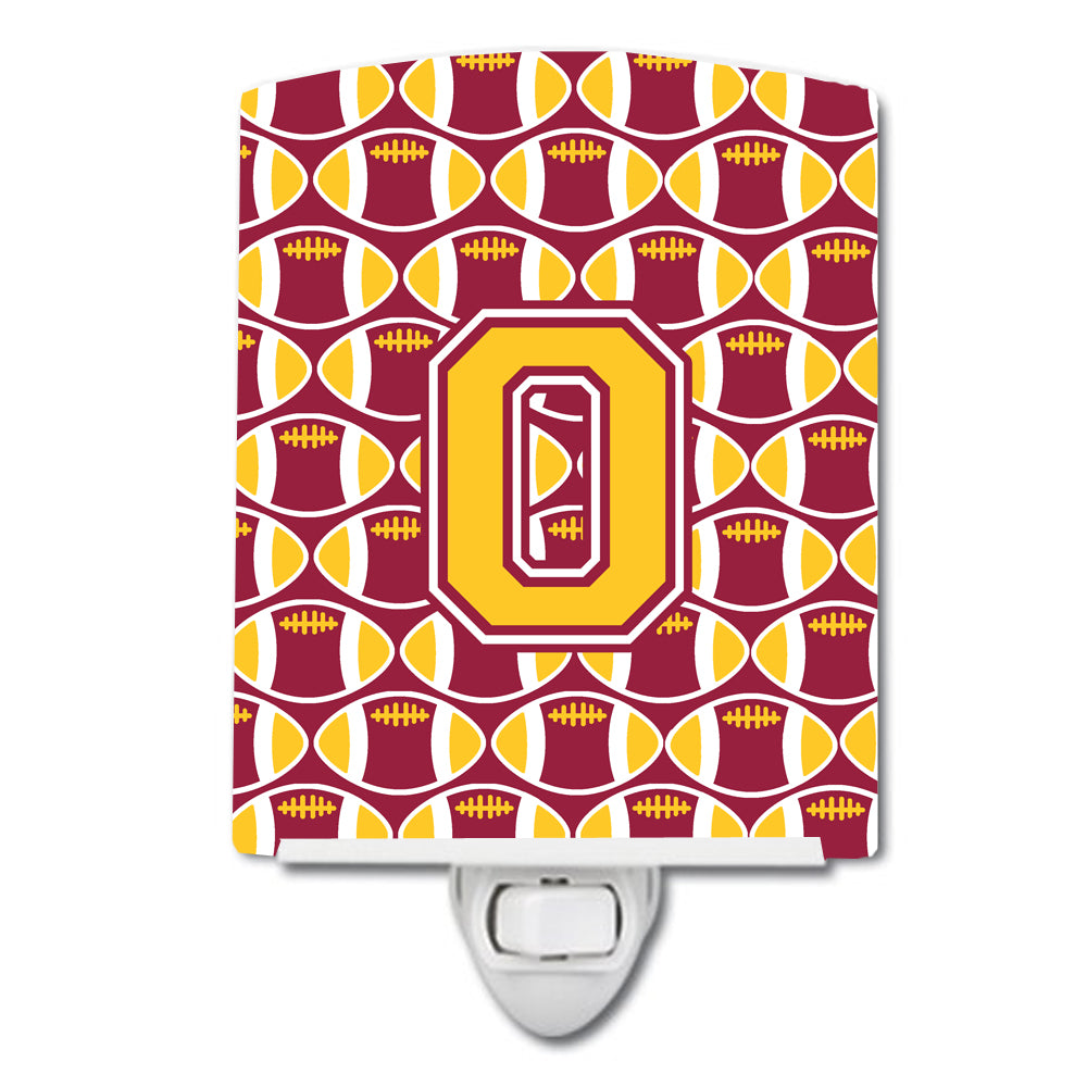 Letter O Football Maroon and Gold Ceramic Night Light CJ1081-OCNL - the-store.com