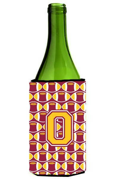 Letter O Football Maroon and Gold Wine Bottle Beverage Insulator Hugger CJ1081-OLITERK by Caroline's Treasures