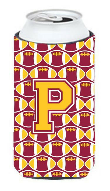 Letter P Football Maroon and Gold Tall Boy Beverage Insulator Hugger CJ1081-PTBC by Caroline's Treasures