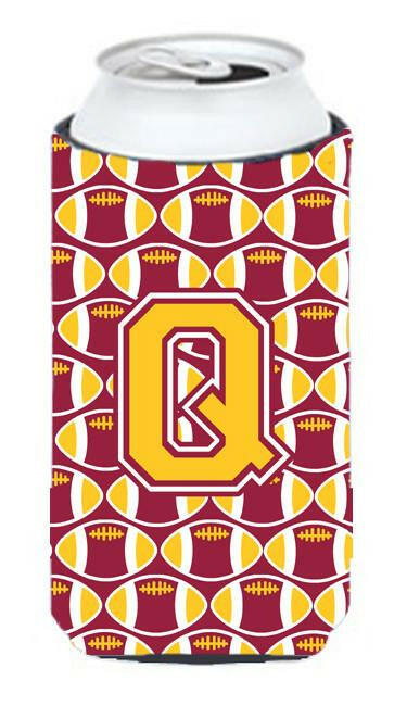 Letter Q Football Maroon and Gold Tall Boy Beverage Insulator Hugger CJ1081-QTBC by Caroline&#39;s Treasures