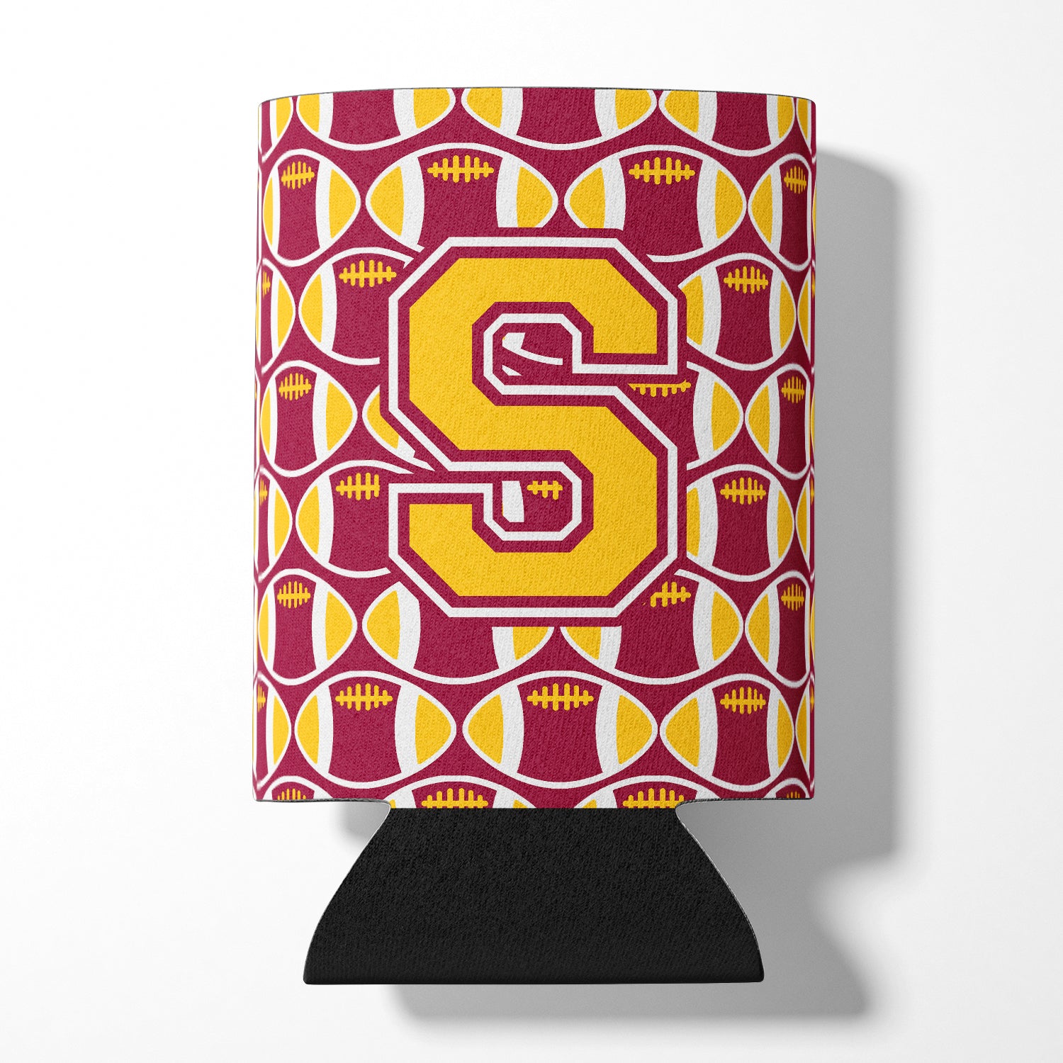 Letter S Football Maroon and Gold Can or Bottle Hugger CJ1081-SCC.