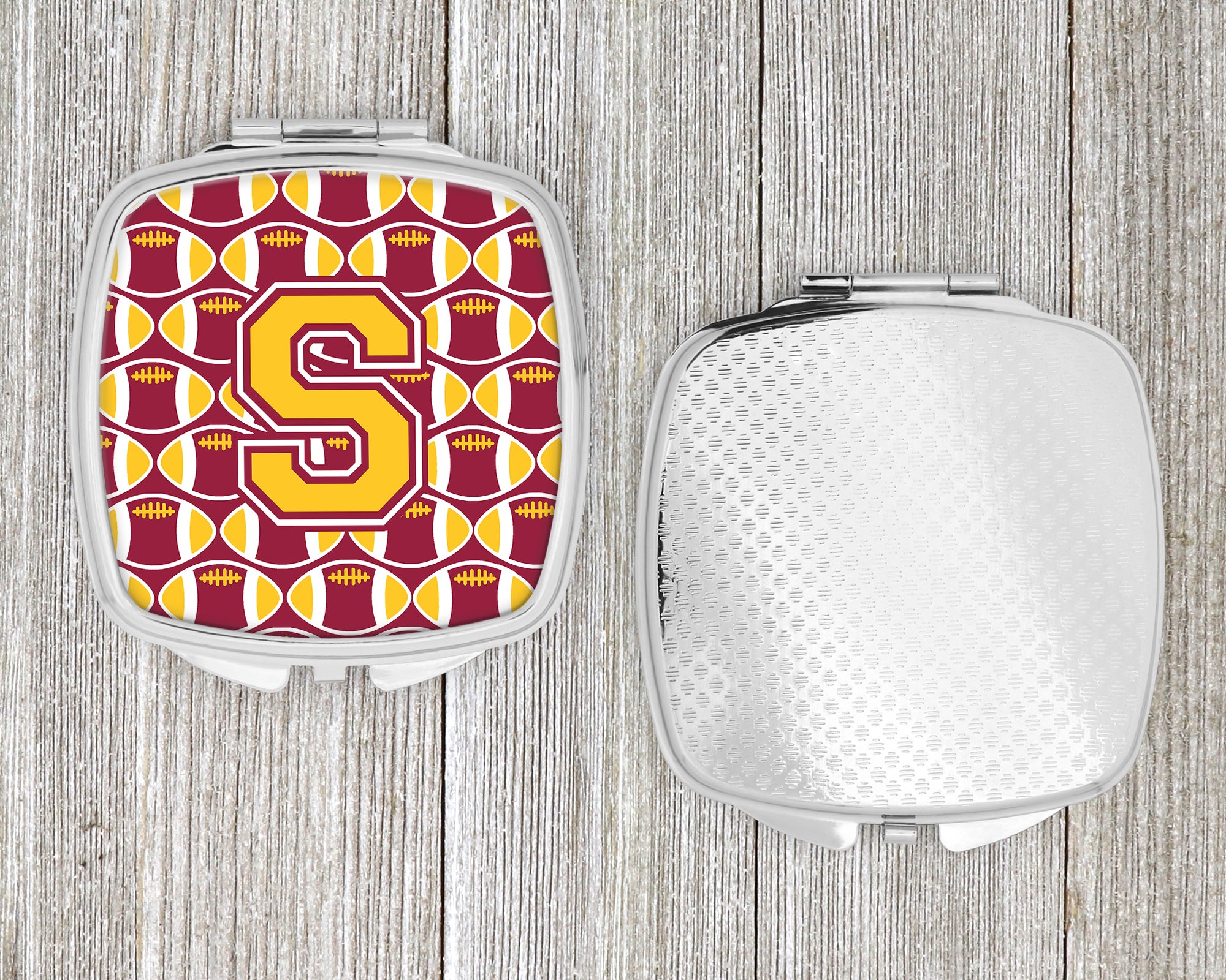 Letter S Football Maroon and Gold Compact Mirror CJ1081-SSCM  the-store.com.