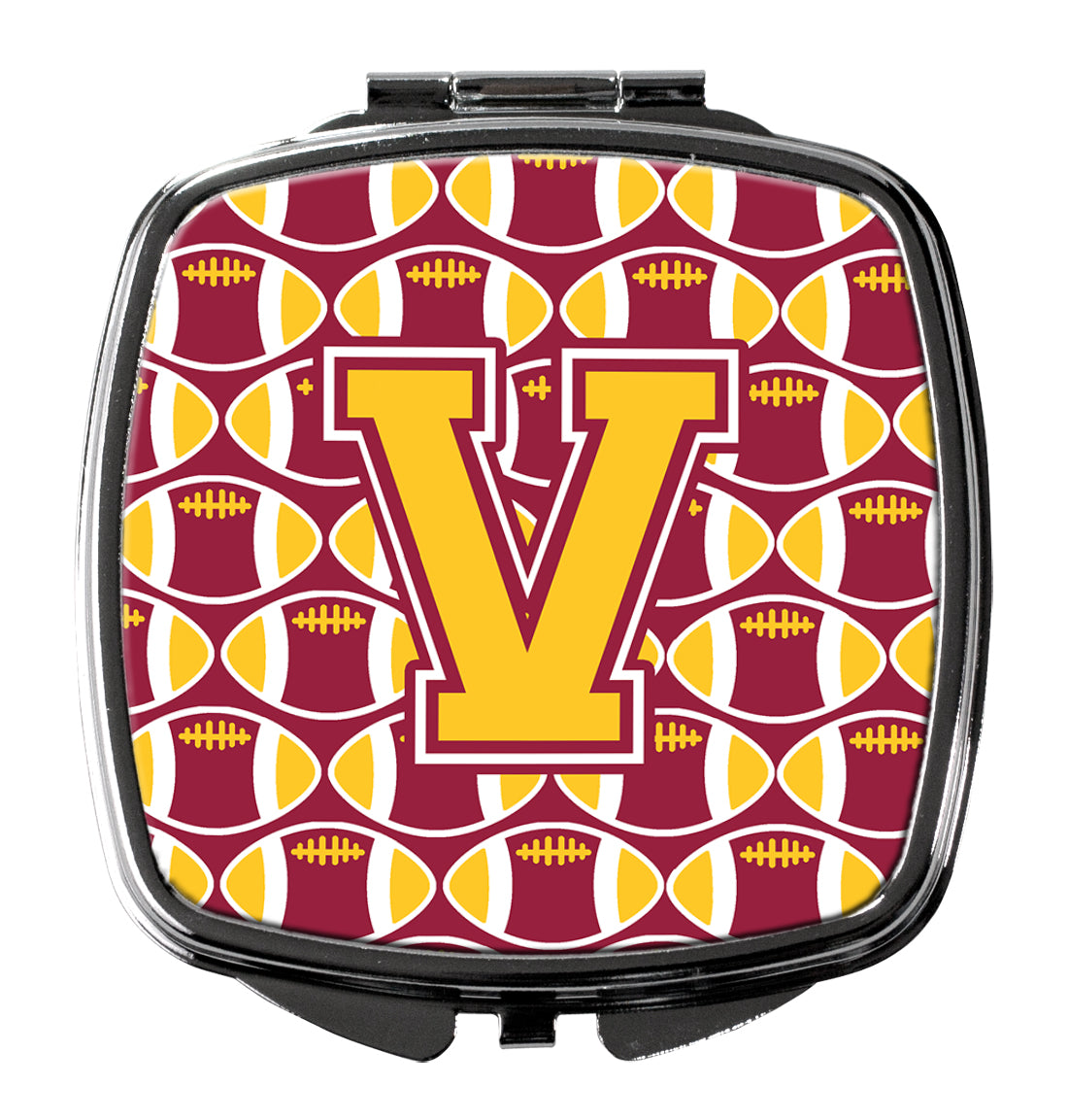 Letter V Football Maroon and Gold Compact Mirror CJ1081-VSCM  the-store.com.