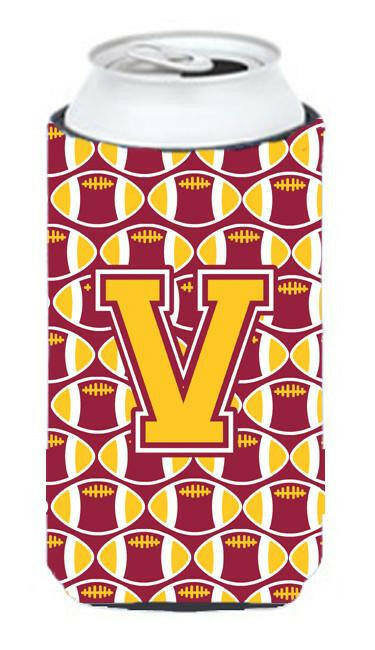 Letter V Football Maroon and Gold Tall Boy Beverage Insulator Hugger CJ1081-VTBC by Caroline's Treasures