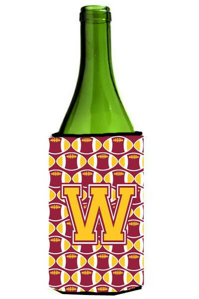 Letter W Football Maroon and Gold Wine Bottle Beverage Insulator Hugger CJ1081-WLITERK by Caroline's Treasures