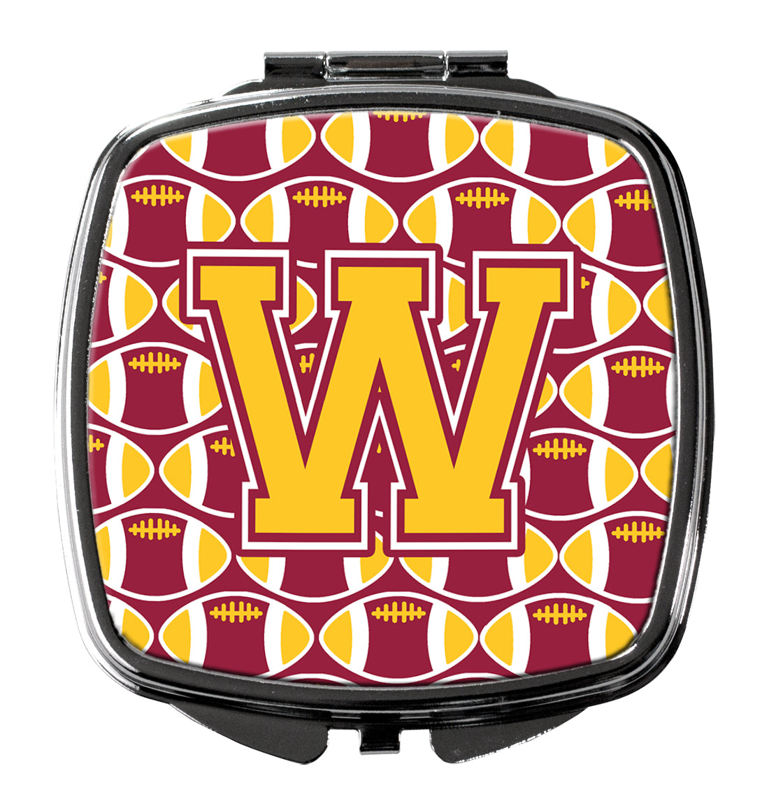 Letter W Football Maroon and Gold Compact Mirror CJ1081-WSCM  the-store.com.