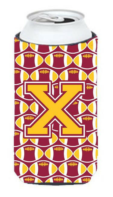 Letter X Football Maroon and Gold Tall Boy Beverage Insulator Hugger CJ1081-XTBC by Caroline's Treasures