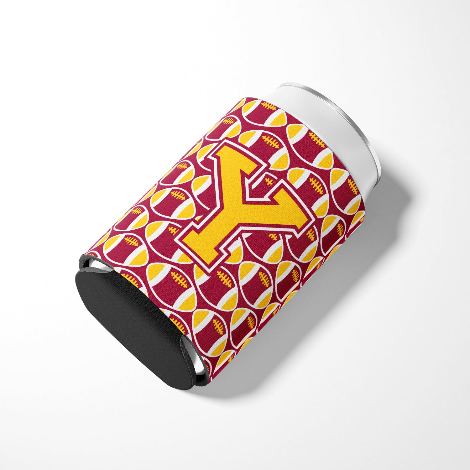 Letter Y Football Maroon and Gold Can or Bottle Hugger CJ1081-YCC.