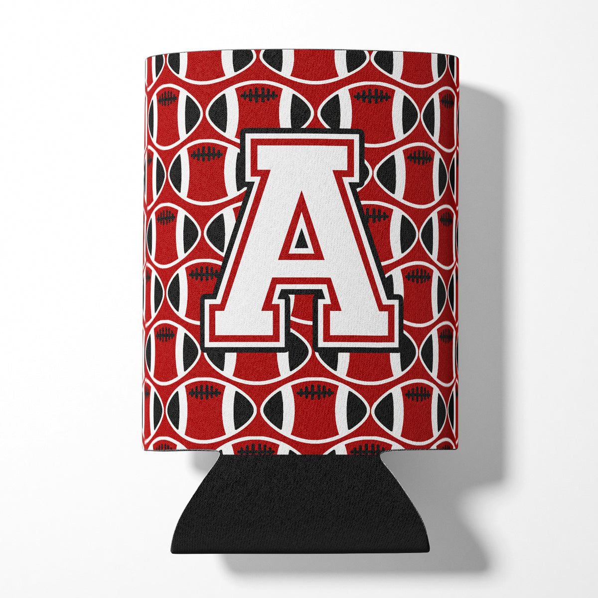 Letter A Football Cardinal and White Can or Bottle Hugger CJ1082-ACC.