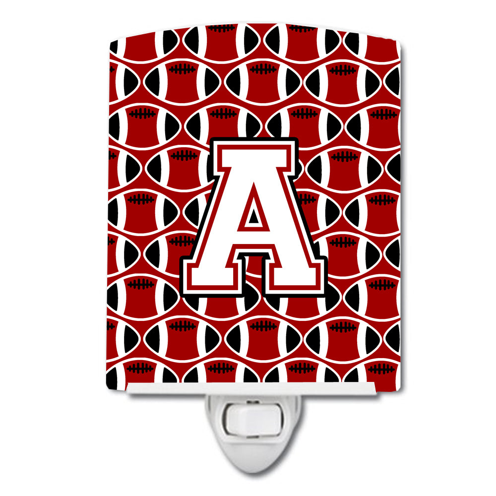 Letter A Football Cardinal and White Ceramic Night Light CJ1082-ACNL - the-store.com