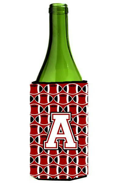 Letter A Football Cardinal and White Wine Bottle Beverage Insulator Hugger CJ1082-ALITERK by Caroline&#39;s Treasures