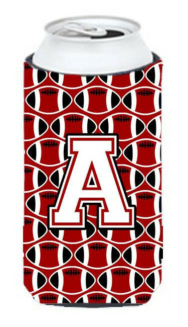 Letter A Football Cardinal and White Tall Boy Beverage Insulator Hugger CJ1082-ATBC by Caroline's Treasures