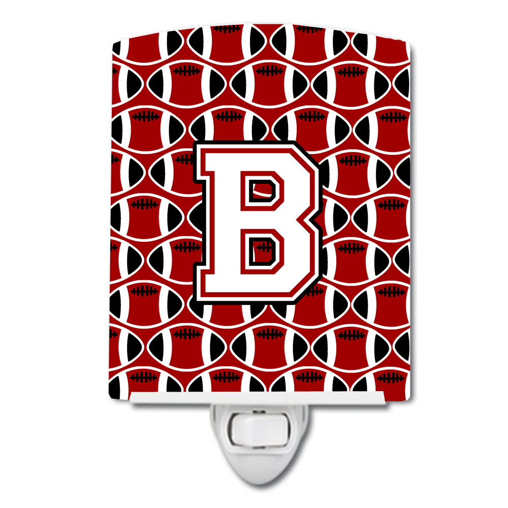 Letter B Football Cardinal and White Ceramic Night Light CJ1082-BCNL - the-store.com