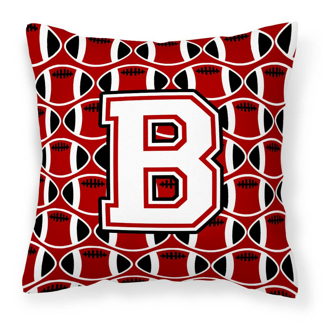 Letter B Football Cardinal and White Fabric Decorative Pillow CJ1082-BPW1414 by Caroline's Treasures