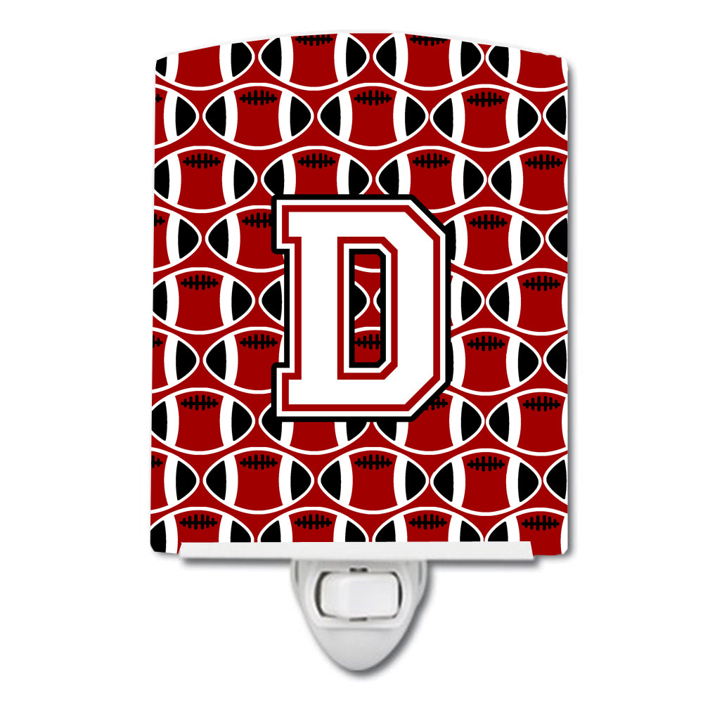 Letter D Football Cardinal and White Ceramic Night Light CJ1082-DCNL - the-store.com