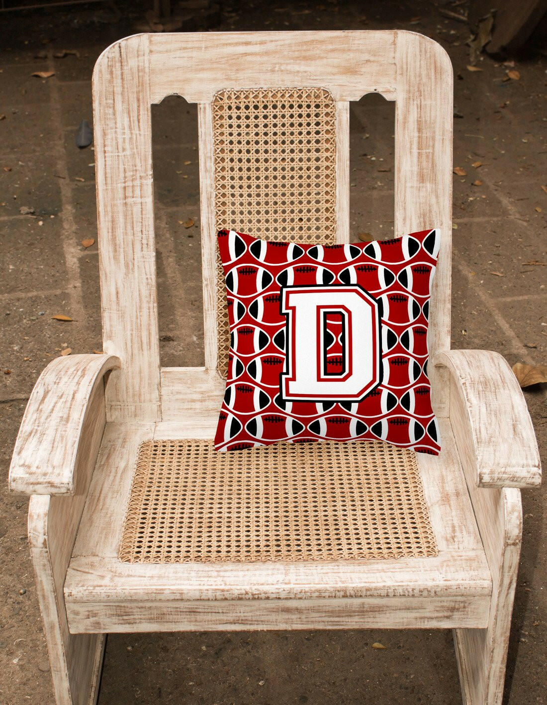 Letter D Football Cardinal and White Fabric Decorative Pillow CJ1082-DPW1414 by Caroline's Treasures