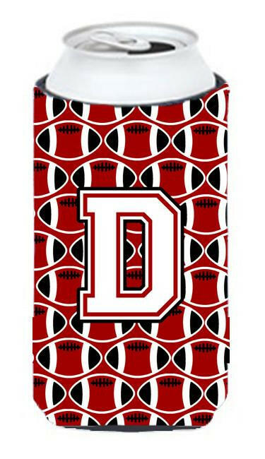 Letter D Football Cardinal and White Tall Boy Beverage Insulator Hugger CJ1082-DTBC by Caroline's Treasures