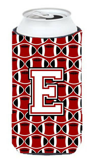 Letter E Football Cardinal and White Tall Boy Beverage Insulator Hugger CJ1082-ETBC by Caroline's Treasures