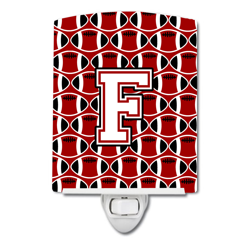 Letter F Football Cardinal and White Ceramic Night Light CJ1082-FCNL - the-store.com