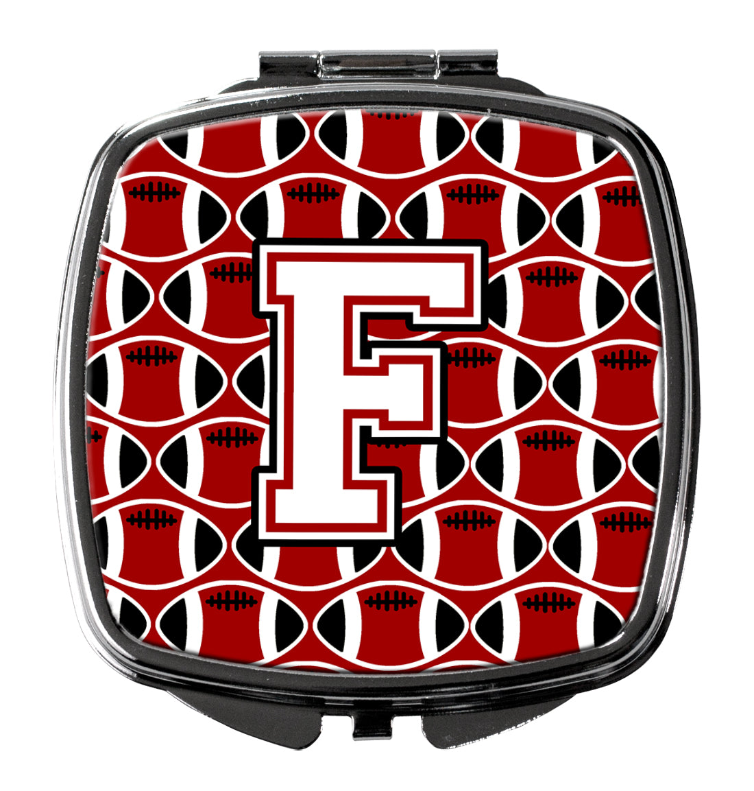 Letter F Football Cardinal and White Compact Mirror CJ1082-FSCM  the-store.com.