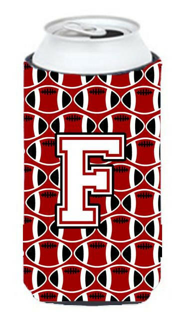 Letter F Football Cardinal and White Tall Boy Beverage Insulator Hugger CJ1082-FTBC by Caroline's Treasures