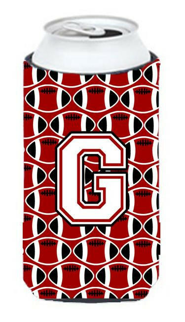 Letter G Football Cardinal and White Tall Boy Beverage Insulator Hugger CJ1082-GTBC by Caroline's Treasures