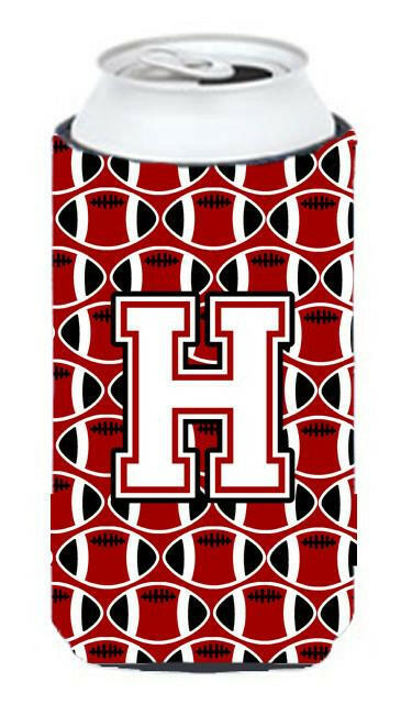 Letter H Football Cardinal and White Tall Boy Beverage Insulator Hugger CJ1082-HTBC by Caroline's Treasures