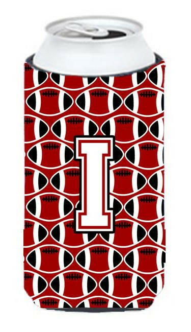 Letter I Football Cardinal and White Tall Boy Beverage Insulator Hugger CJ1082-ITBC by Caroline's Treasures