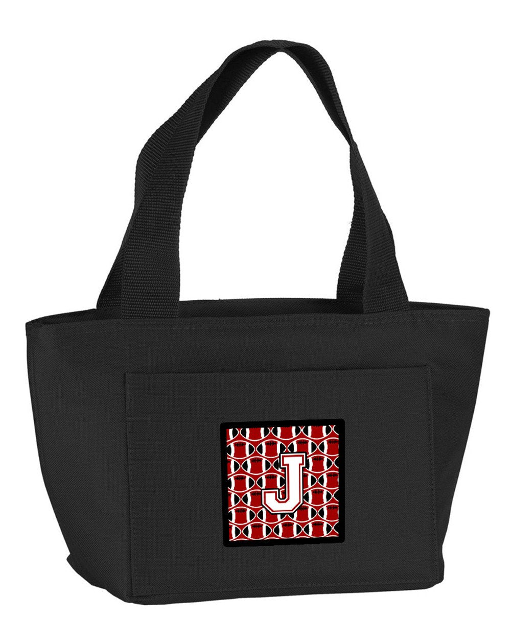 Letter J Football Cardinal and White Lunch Bag CJ1082-JBK-8808 by Caroline's Treasures