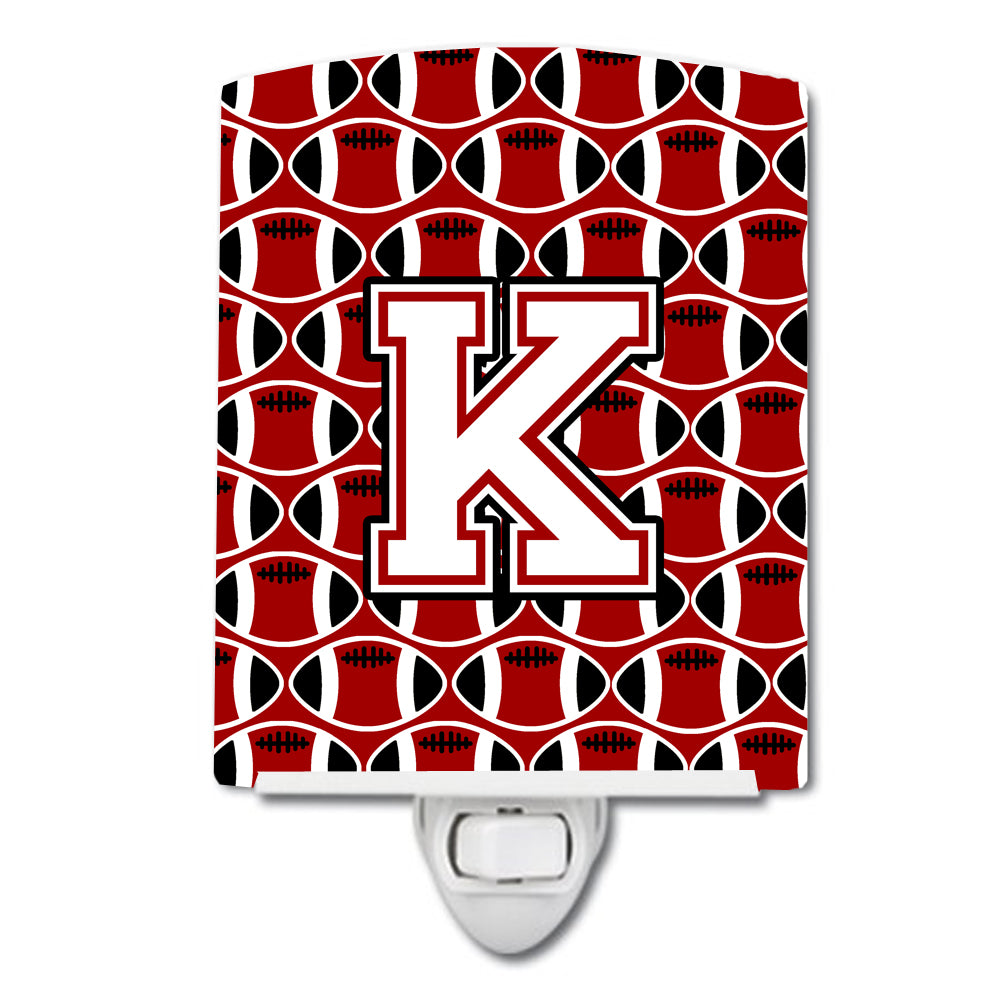 Letter K Football Cardinal and White Ceramic Night Light CJ1082-KCNL - the-store.com